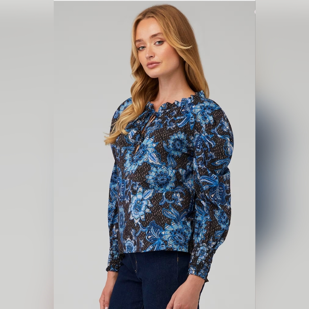 MISA Siena Top Blue Sunflower Size Medium NWT